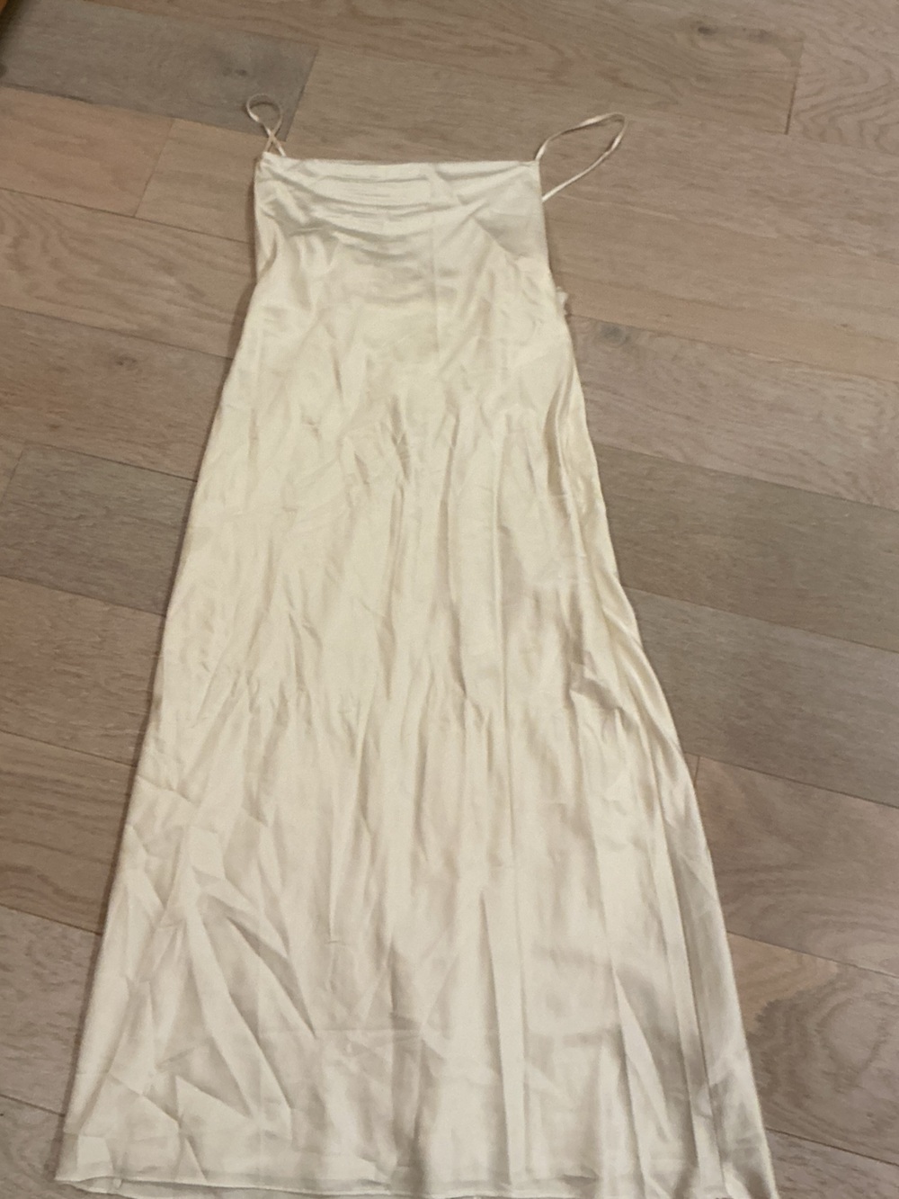 Endless Blu Silky Cream Slip Dress with Floral Straps